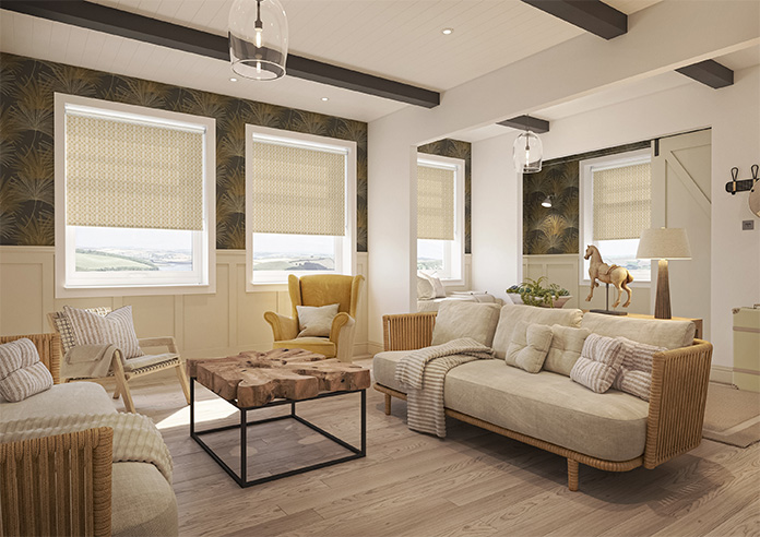 Geometric Tiles, Mediterranean Yellow - Twist&Fit Roller Blind - Image 7